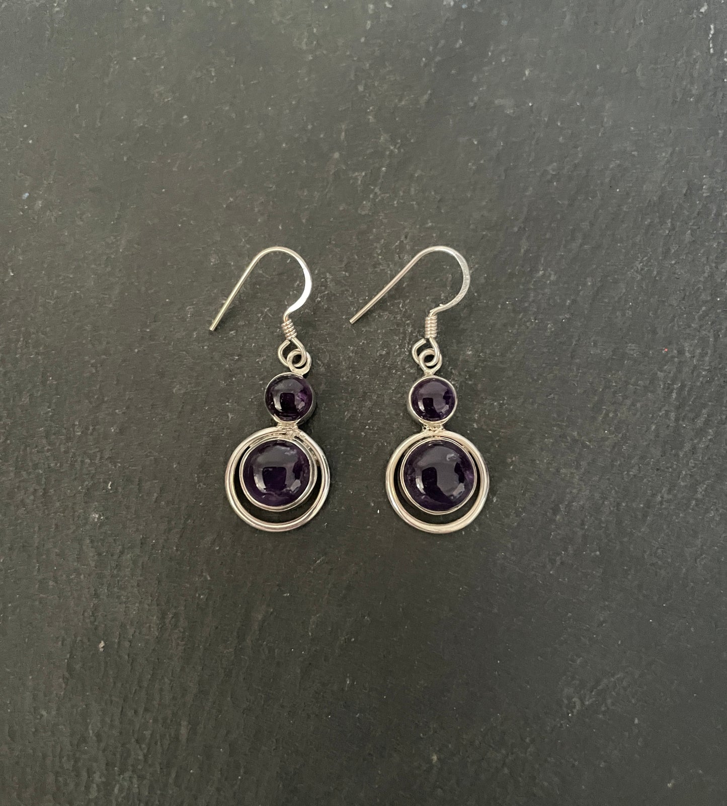 Amethyst Cabochon Drop Earrings