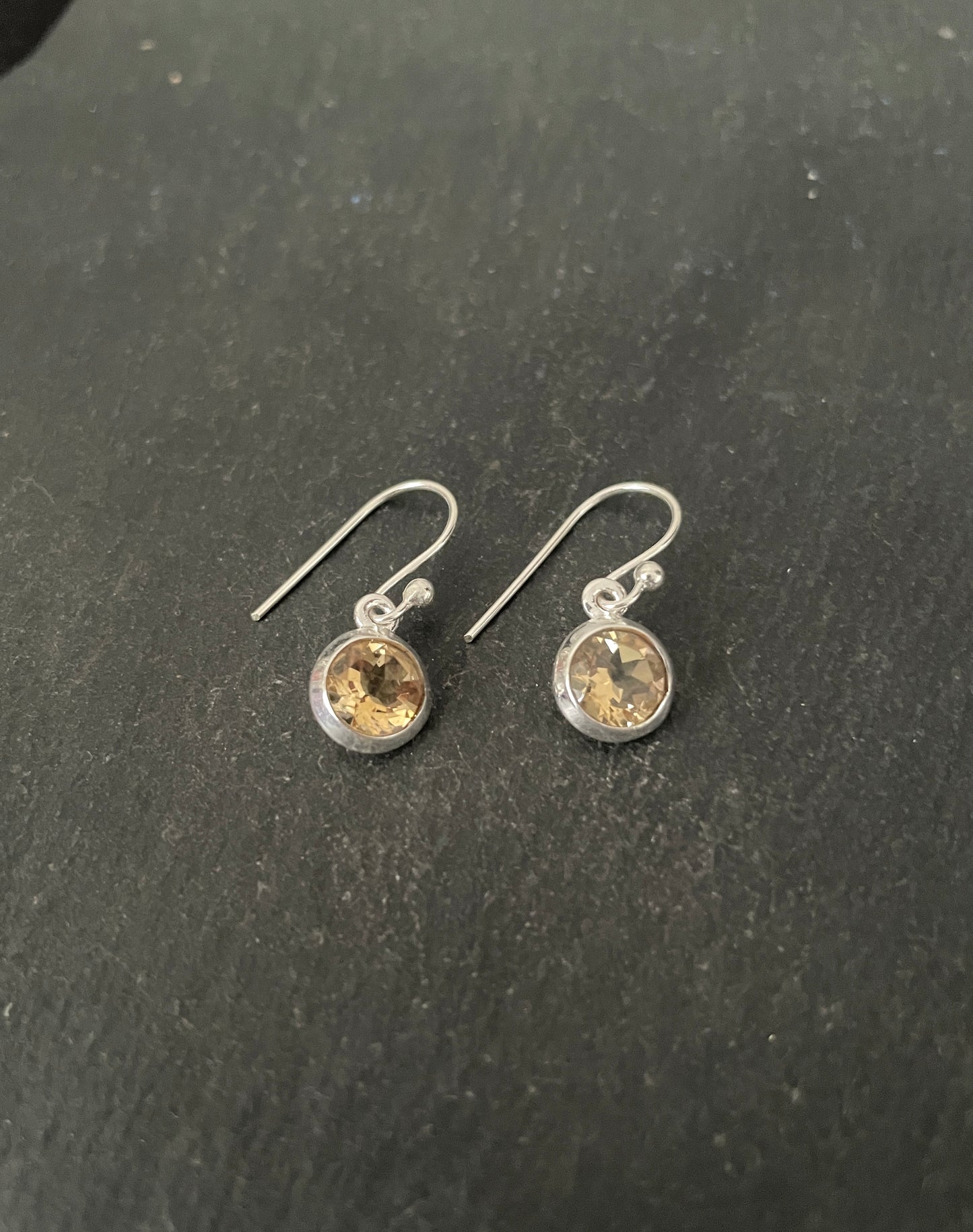 Round Citrine Drop Earrings