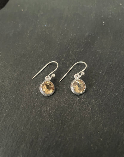 Round Citrine Drop Earrings