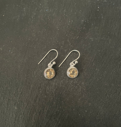 Round Citrine Drop Earrings