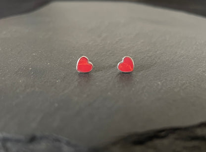 Coral Heart Stud Earrings