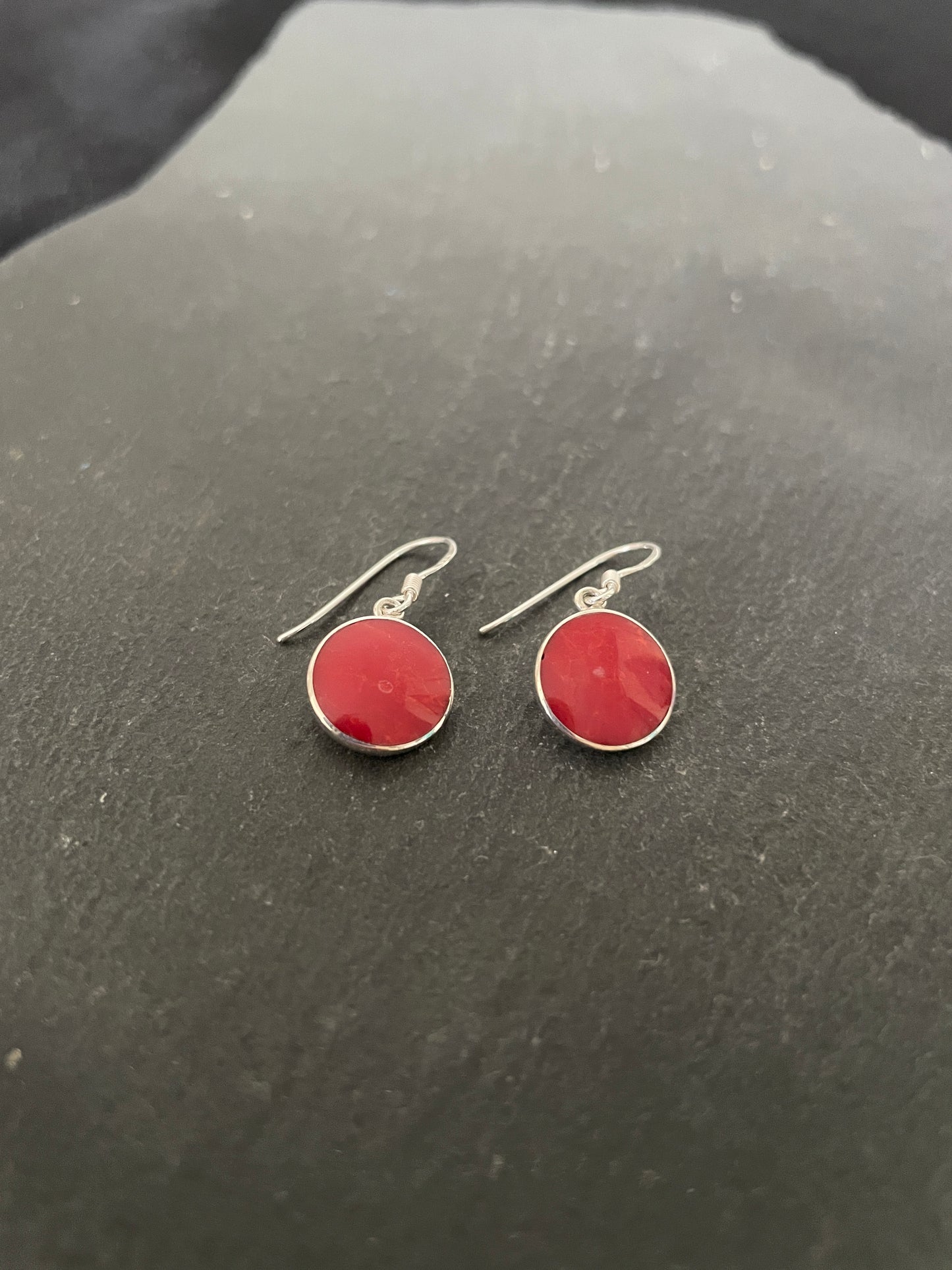 Round Coral Drop Earrings