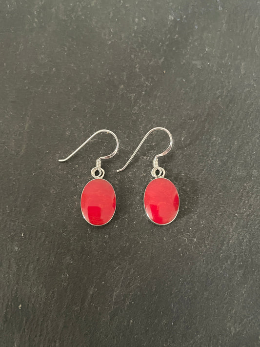 Coral Oval Earrings