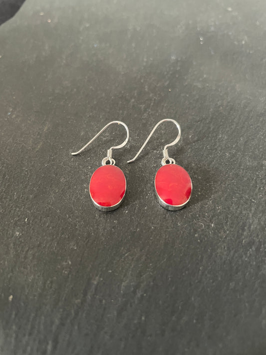 Coral Oval Earrings