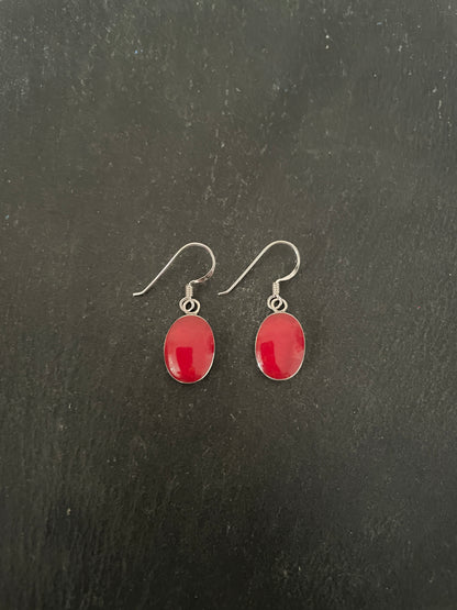 Coral Oval Earrings