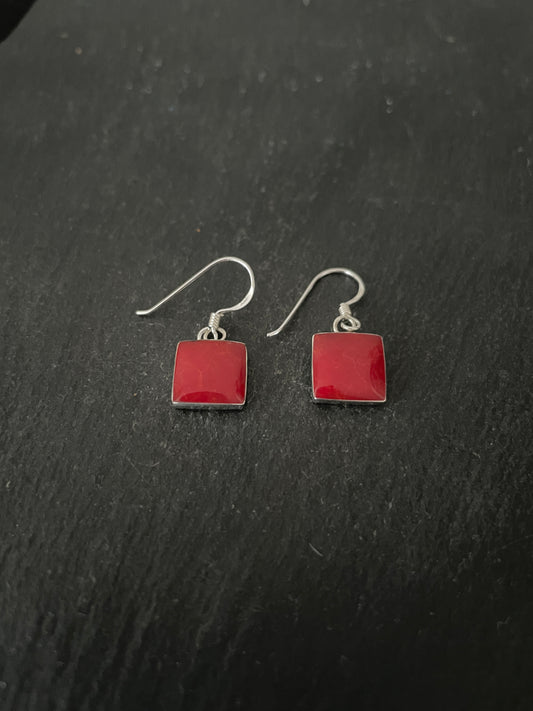 Square Coral Drop Earrings