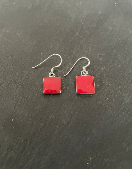 Square Coral Drop Earrings