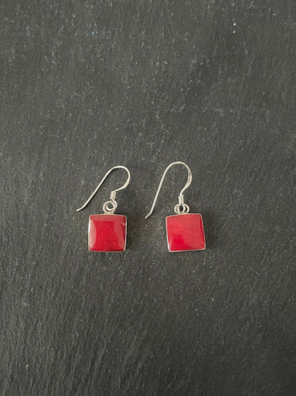 Square Coral Drop Earrings