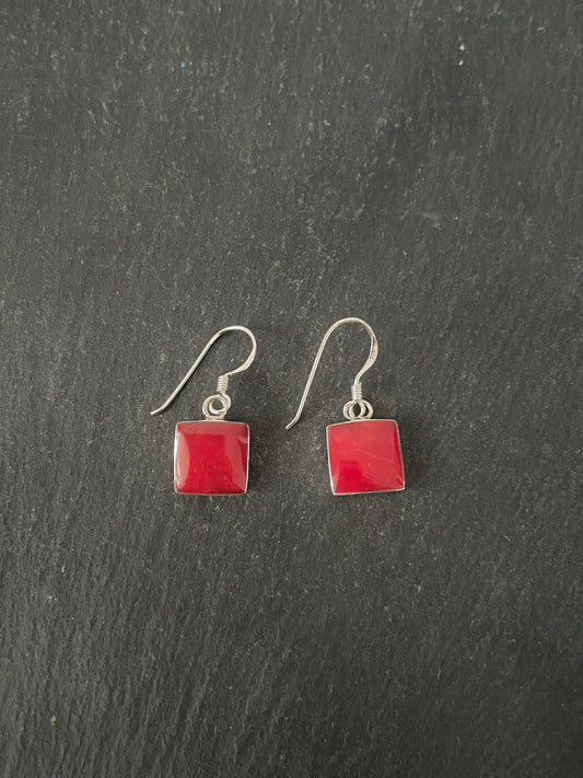Square Coral Drop Earrings