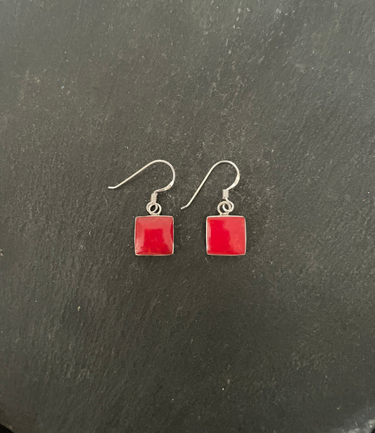Square Coral Drop Earrings