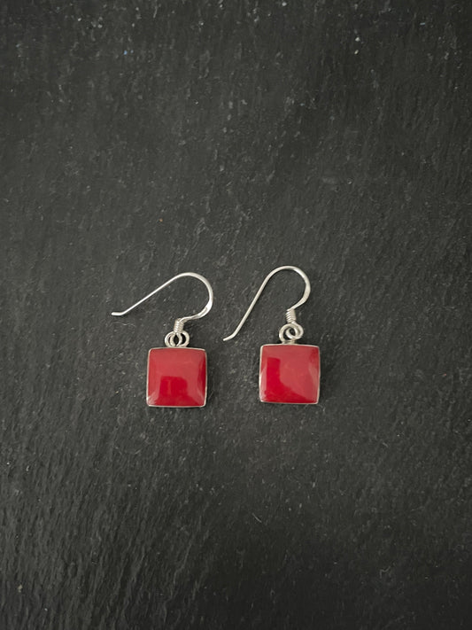 Square Coral Drop Earrings