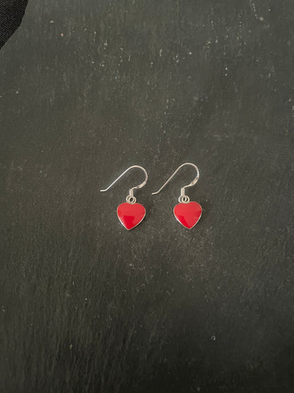 Coral Heart Earrings