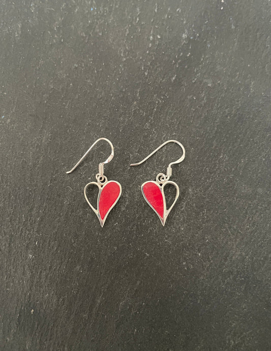 Coral Heart Earrings