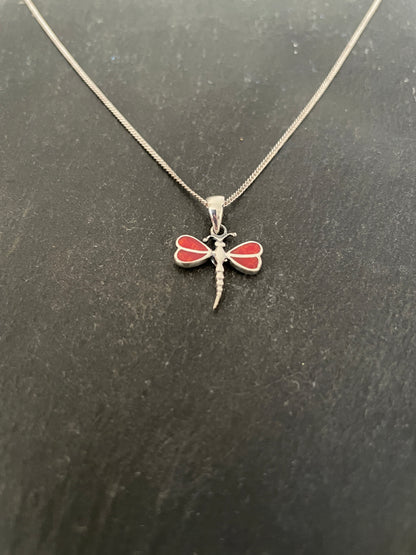 Coral Dragonfly Pendant