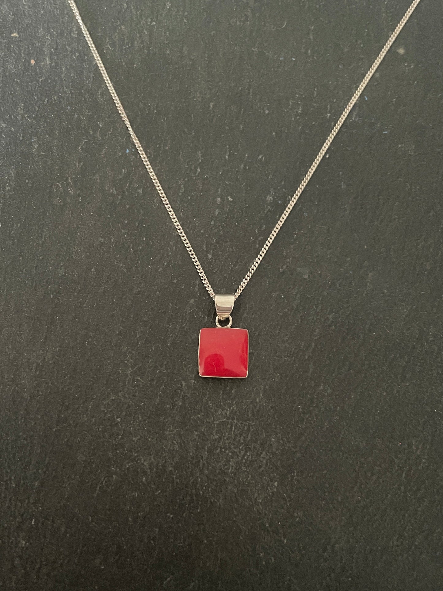 Square Coral Pendant