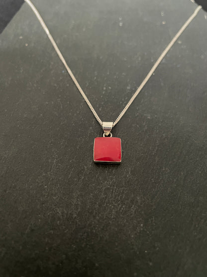 Square Coral Pendant