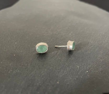 Emerald Oval Stud Earrings