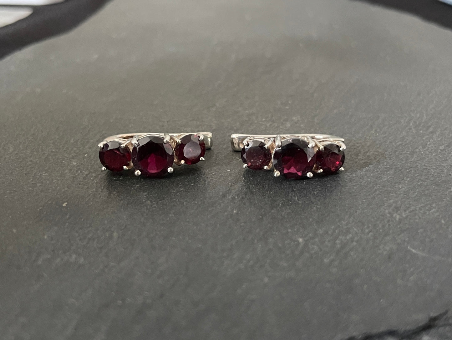 Garnet and Silver Studs