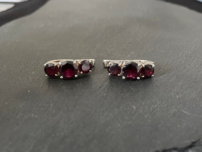 Garnet and Silver Studs