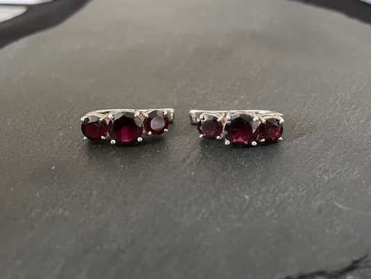 Garnet and Silver Studs