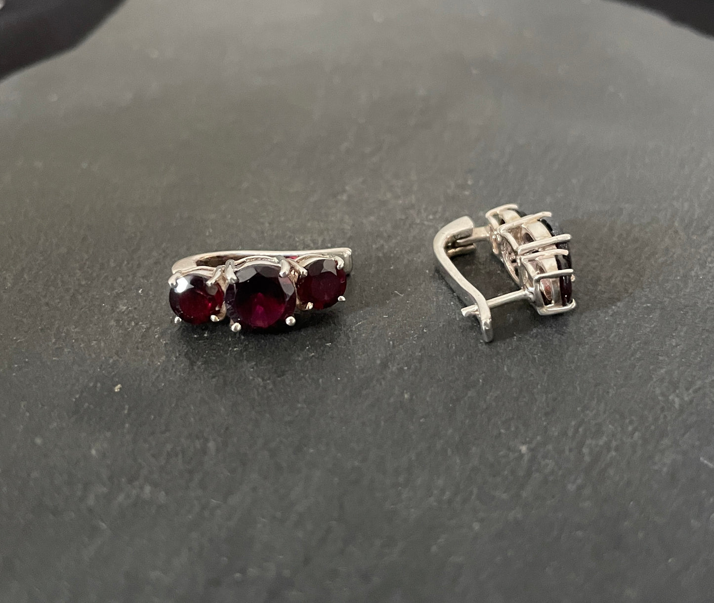 Garnet and Silver Studs