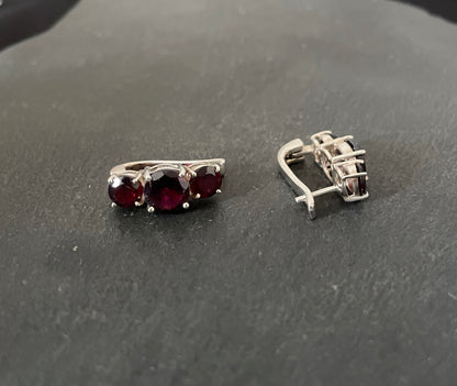 Garnet and Silver Studs