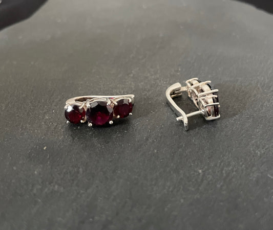 Garnet and Silver Studs