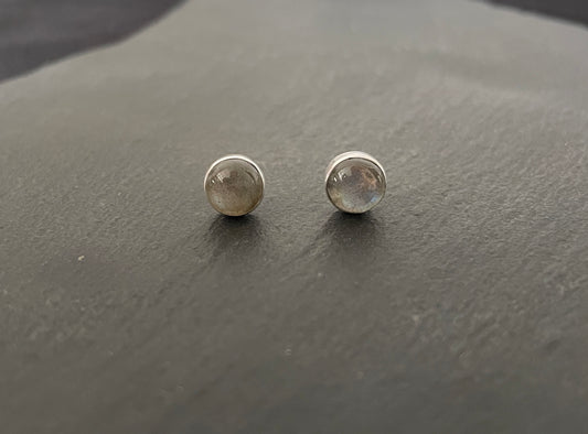 Round Labradorite Stud Earrings