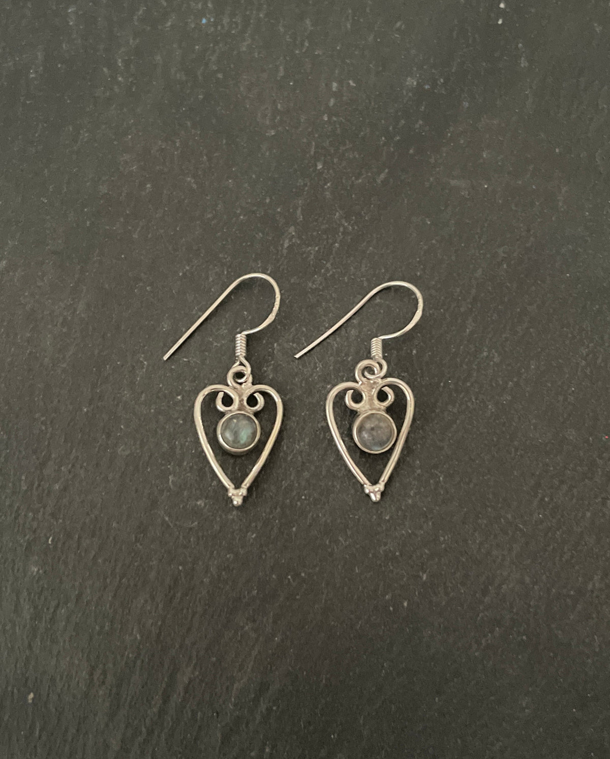 Labradorite Heart Earrings
