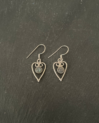 Labradorite Heart Earrings