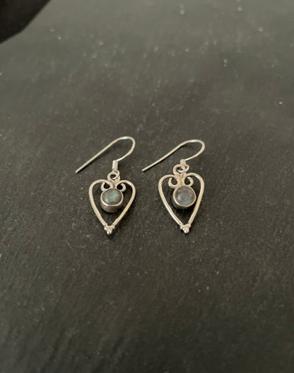 Labradorite Heart Earrings