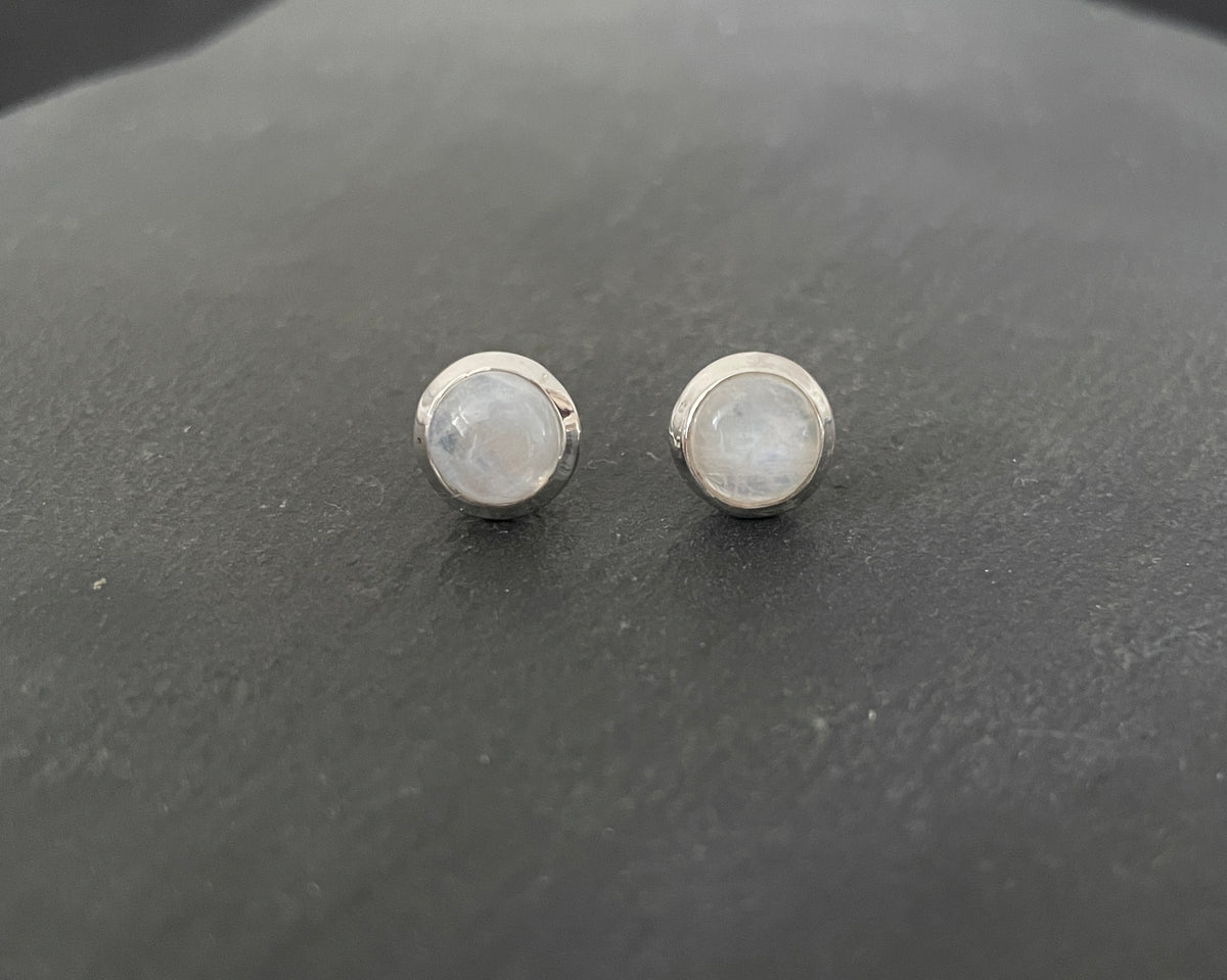 Moonstone Round Stud Earrings