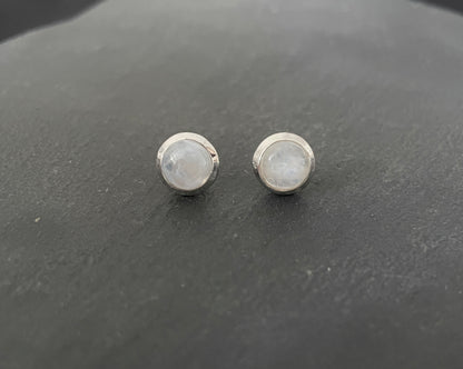 Moonstone Round Stud Earrings