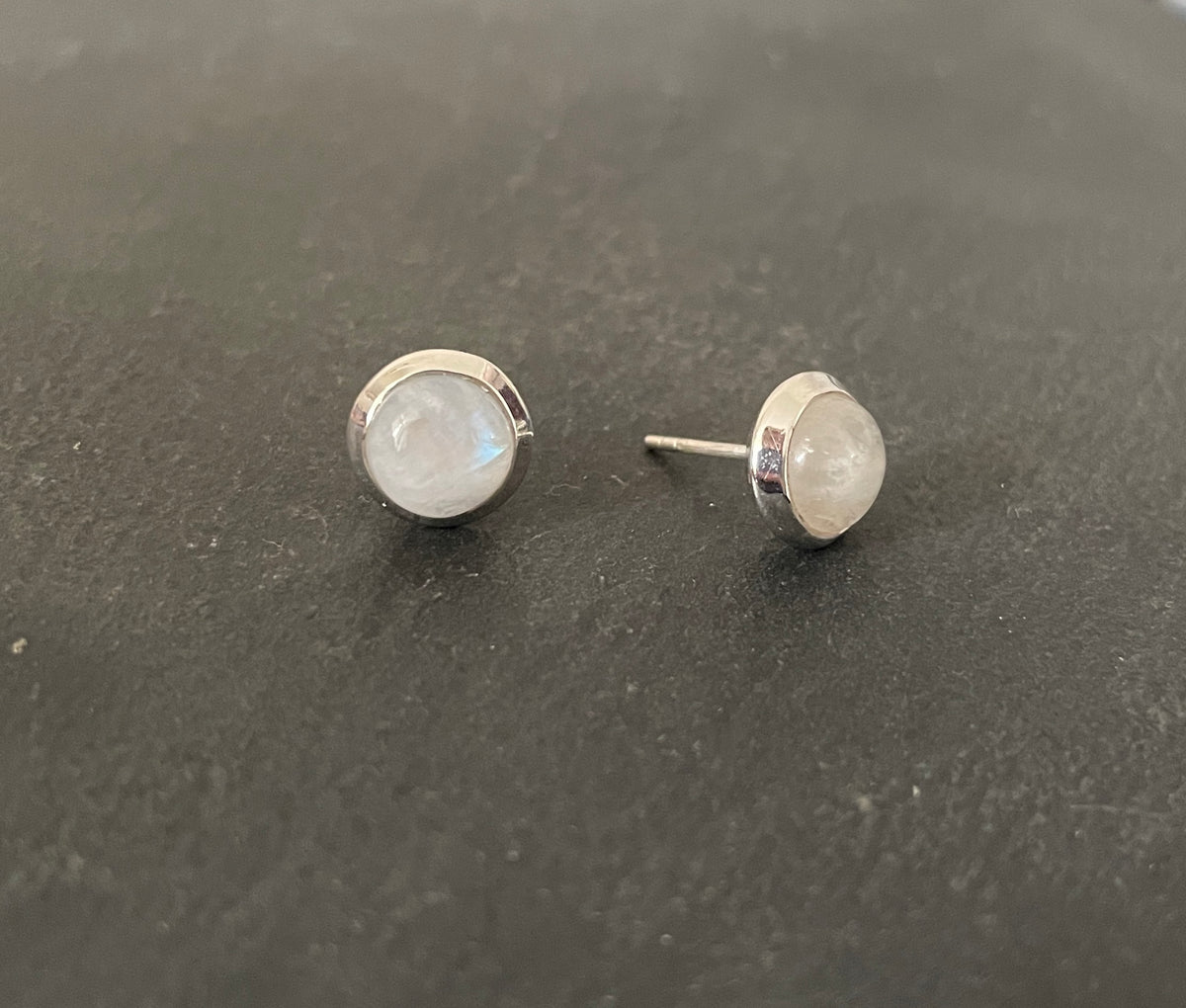 Moonstone Round Stud Earrings