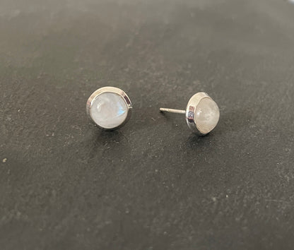 Moonstone Round Stud Earrings