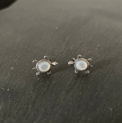 Mother of Pearl Turtle Stud Earrings