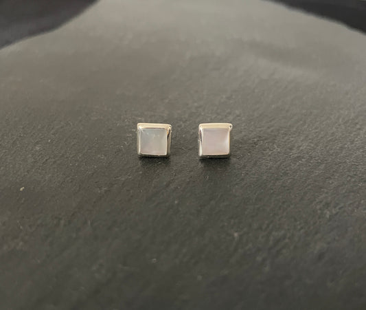 Mother of Pearl Square Stud Earrings
