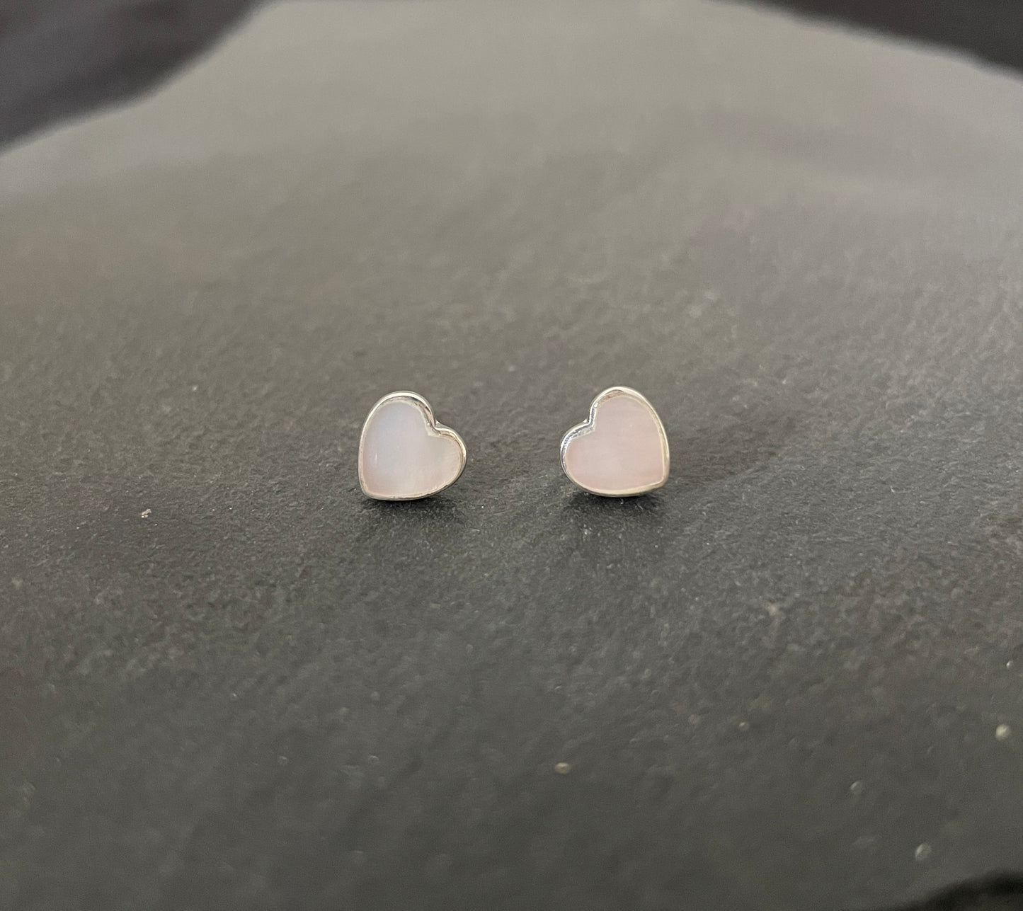 Mother of Pearl Heart Stud Earrings