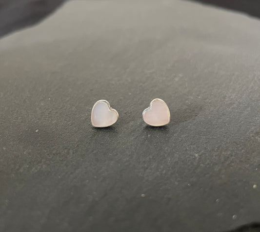 Mother of Pearl Heart Stud Earrings
