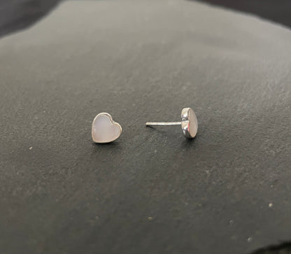 Mother of Pearl Heart Stud Earrings