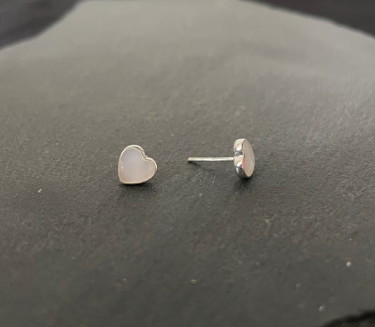 Mother of Pearl Heart Stud Earrings