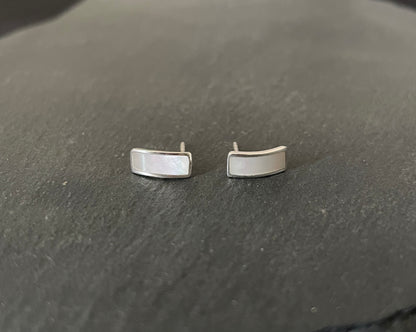 Mother of Pearl Rectangle Stud Earrings