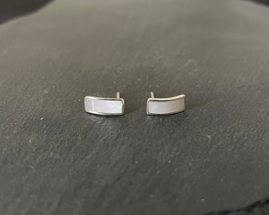 Mother of Pearl Rectangle Stud Earrings