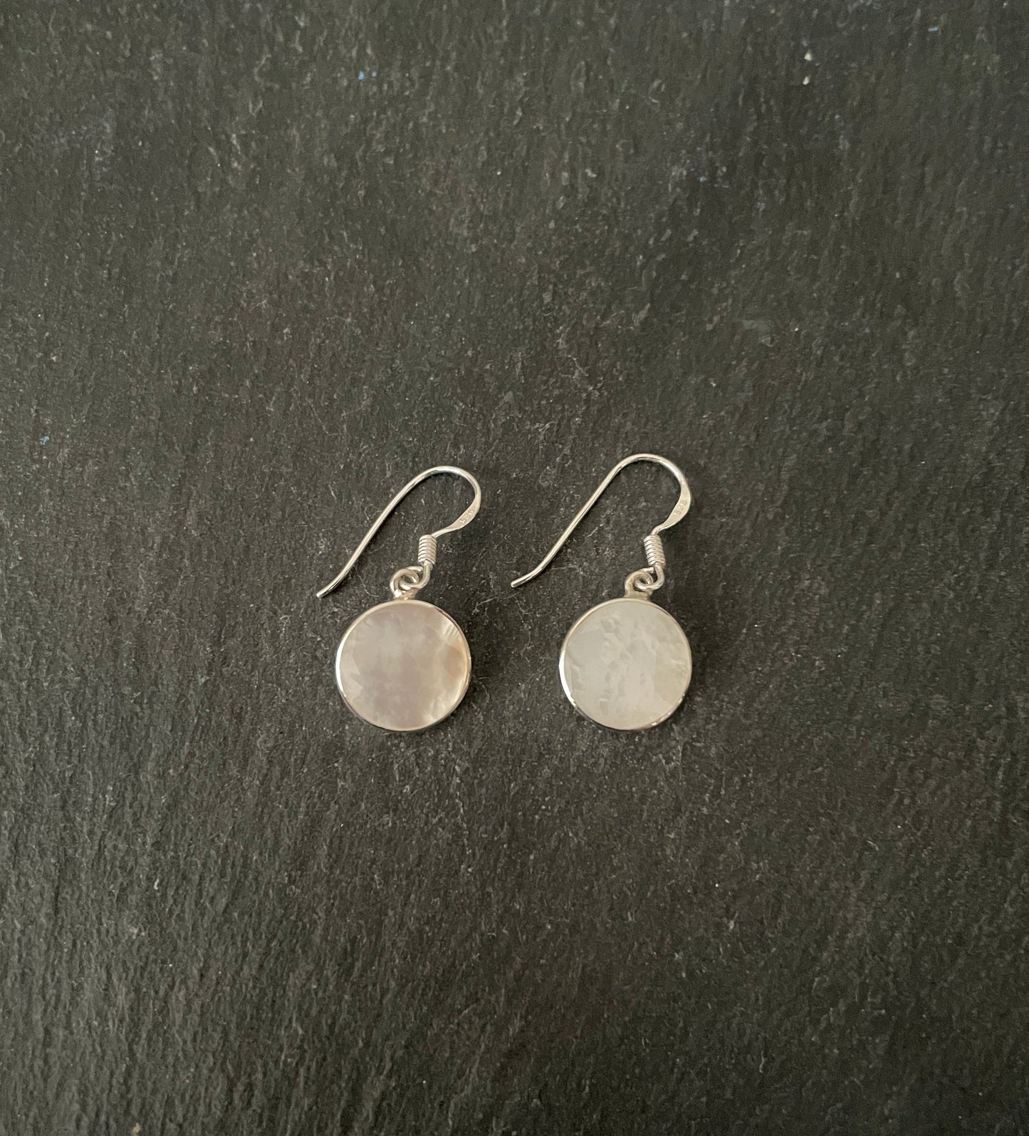 Mother Of Pearl and Silver Round Earrings