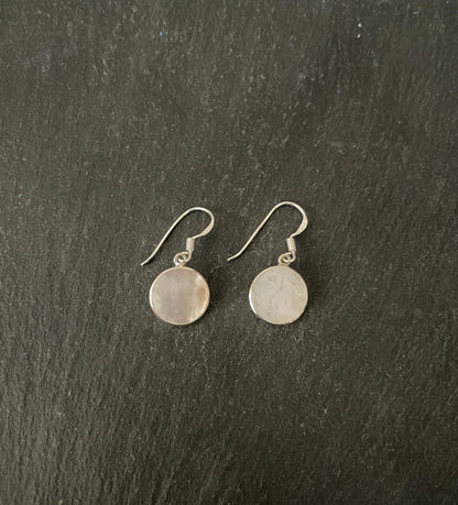 Mother Of Pearl and Silver Round Earrings