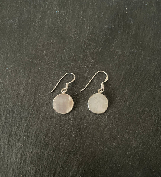 Mother Of Pearl and Silver Round Earrings