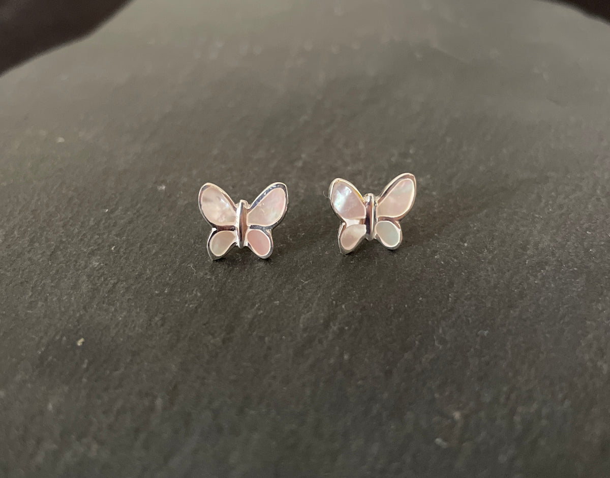 Mother of Pearl Butterfly Stud Earrings