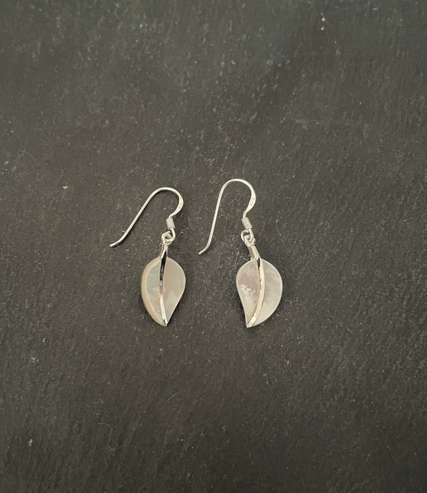 Mother Of Pearl and Silver Leaf Earrings
