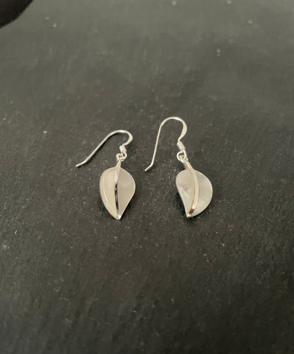 Mother Of Pearl and Silver Leaf Earrings