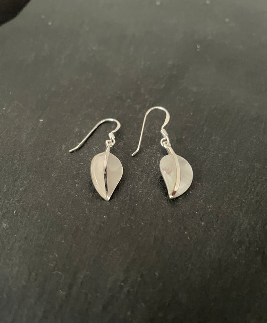 Mother Of Pearl and Silver Leaf Earrings